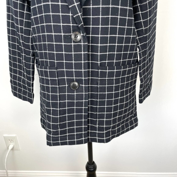 Madewell Waffleback Shaw Blazer In Windowpane Black White Size XXS New - Picture 7 of 16